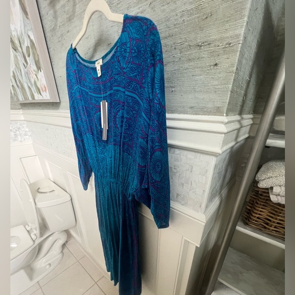 NWT new medium Anthropologie TINY Ann Marie midi dress blue drapey batik - Picture 10 of 15